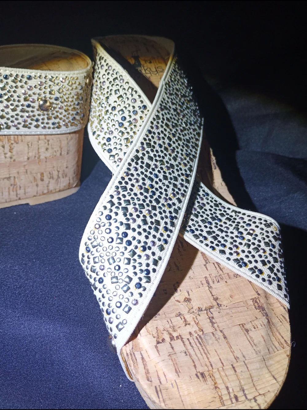 Corkys Rhinestone Studded Cork Wedge Sandal Slides